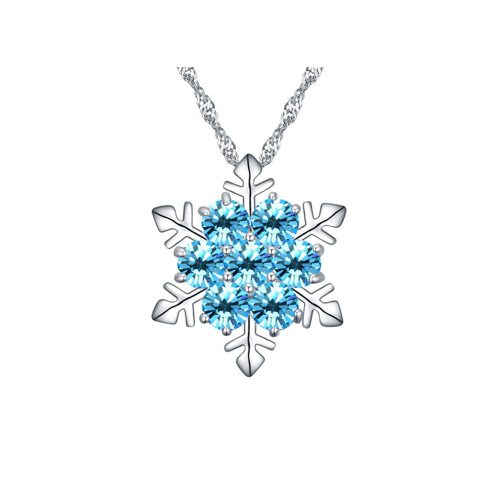 Necklace Snowflake Pendant Necklace Rhinestone Necklace for Women Girls
