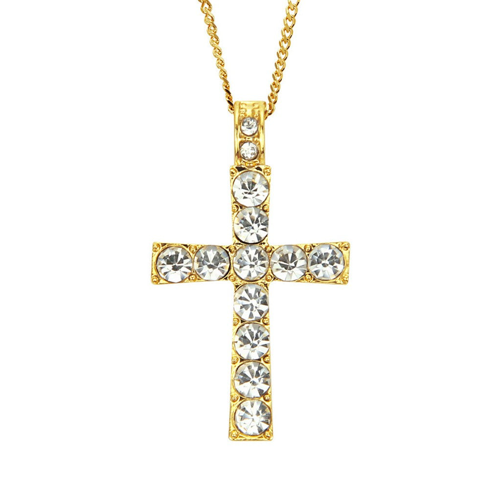 Hip Hop Necklace Unisex Cross Pendant Necklace Flat Chain Choker Stylish Necklace Elegant Chain Necklace