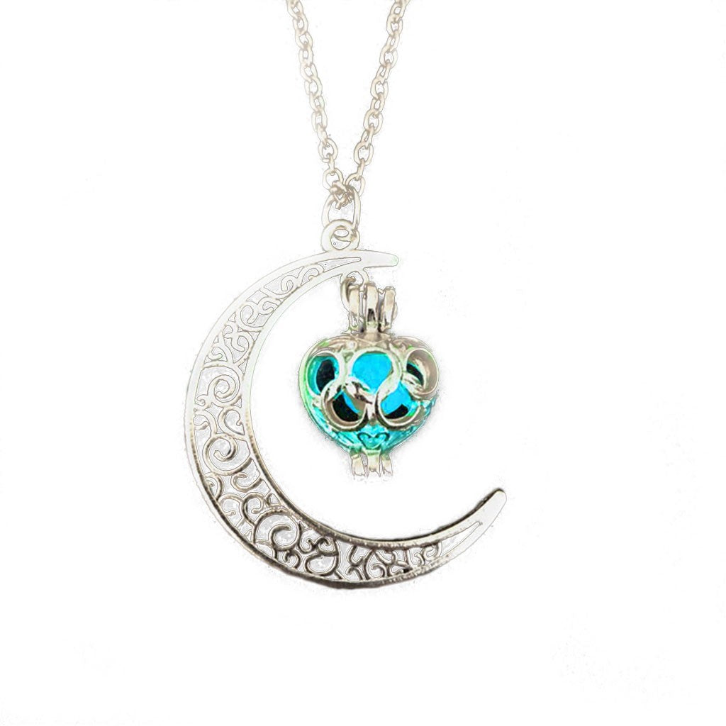 Moon Pendant Necklace Hollow Crescent Constellation Necklace Pendant Luminous Necklace